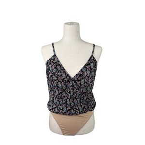 WAYF Floral Ribbed Bodysuit New